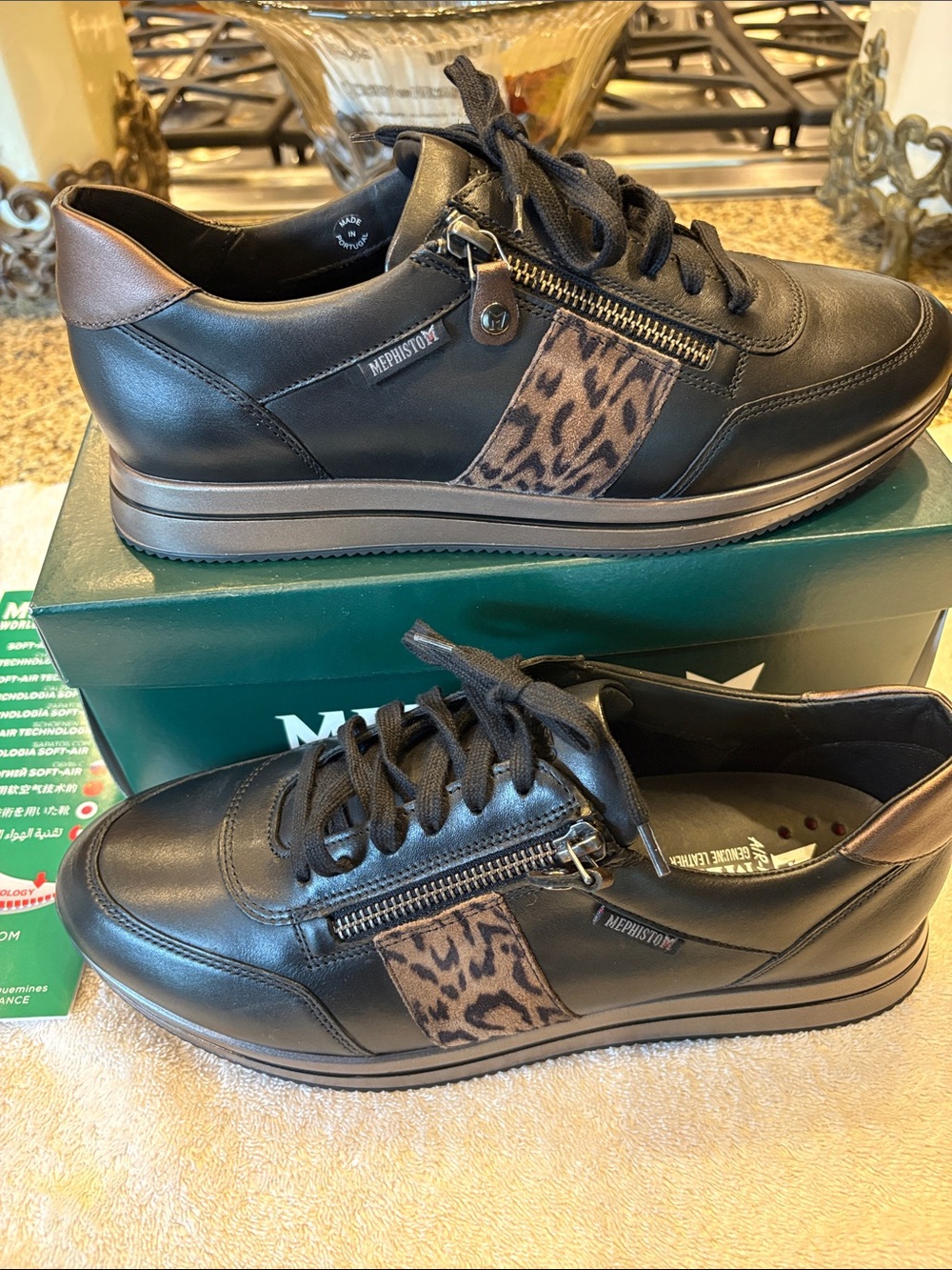 Mephisto Louma black leather sneakers NEW